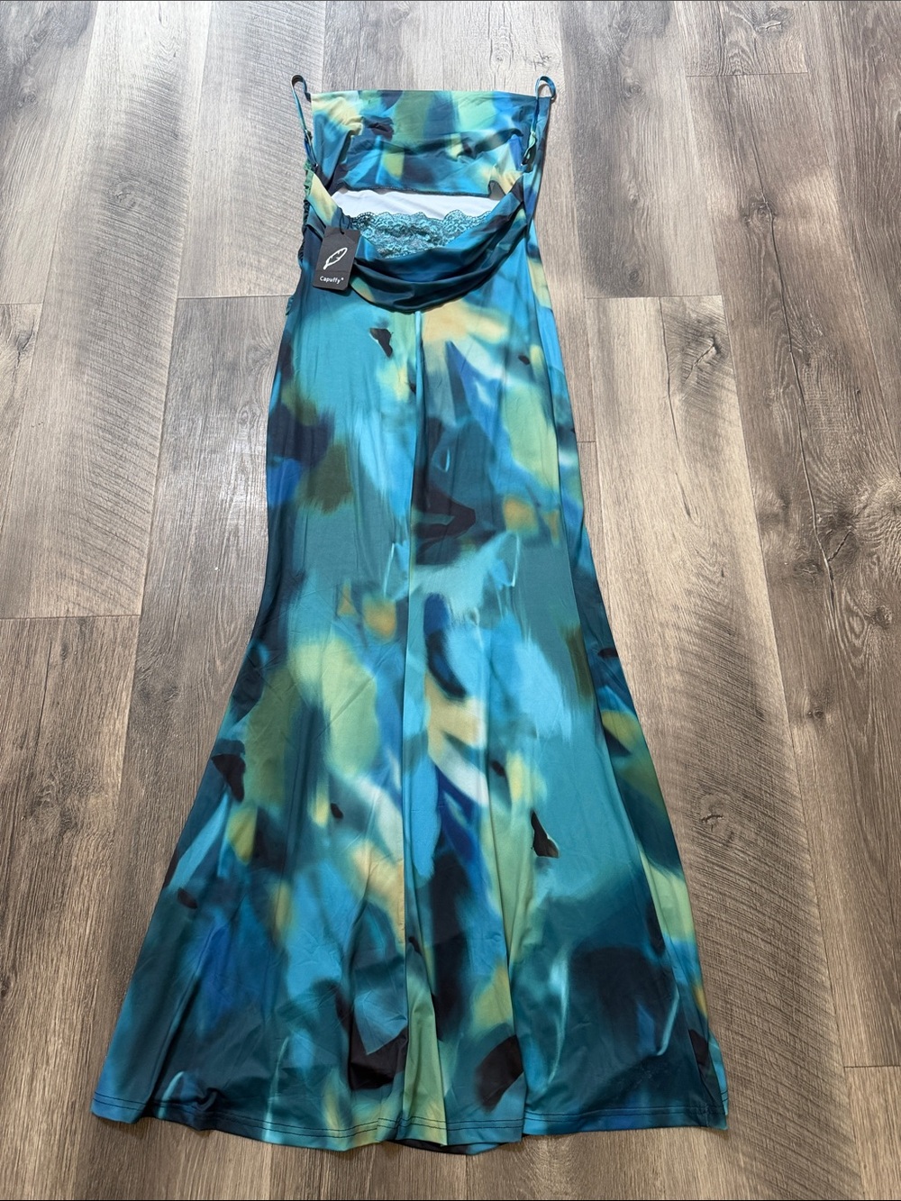 Teal Green Slip Maxi Dress with Low Back - Picture 3 of 10
